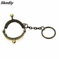 3 PcsLot 4 CM Golden Bronze Silver Half Round Metal Purse Frame Kiss Clasp Lock With Key Ring Bag Accessories 3 Colors