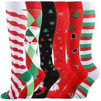 Christmas Stretch Socks Halloween Neutral Compression Exercise Running Knee High Nylon Socks Relieve Muscle Fatigue