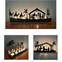 ฉากการประสูติเชิงเทียนคริสต์มาส Silhouette Nativity Advent Decorations Tabletop Delicate Christmas Tea Light Candle