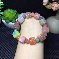 Yanyuan Agate Bracelet Peony Square Sugar สร้อยข้อมือแบบห่วงเดียวแกะสลัก