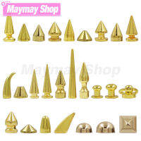 หลายขนาด Gold Bullet Rivets สำหรับหนัง Craft Studs และ Spikes เสื้อผ้าหนาม Patch รองเท้า Punk เสื้อผ้าพร้อมสกรู-Shief