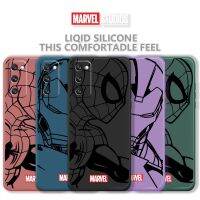 [On1ine 3C Digital} สีชมพู Marvel Line Spiderman Ironman โทรศัพท์มือถือซิลิโคน Liquid Coque สำหรับ Samsung Galaxy S20 S21 S22 FE S10 Plus S9 S8