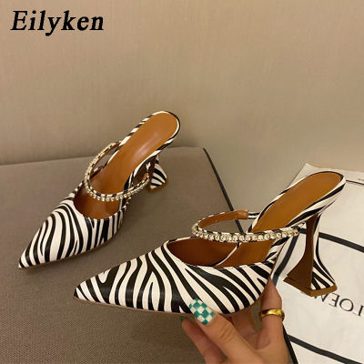 Eilyken  New Zebra Women Pumps Fashion Crystal Slingback High heels Party Strange Style Wedding Bride Shoes Size 35-41