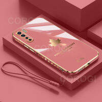 เคส A91สำหรับ OPPO/OPPO + เคสซิลิโคนนิ่มเคลือบ6D หรูหราสายรัดข้อมือฝาหลังโทรศัพท์กันกระแทกลวดลายใบเมเปิล