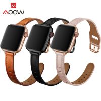 ☇™❐ สายหนังวัวแท้บางเฉียบสำหรับ Apple Watch 6 5 4 SE 38mm 42mm 40mm 44mm Pin Buckle คุณภาพเปลี่ยนสายรัดข้อมือ iwatch 3 2