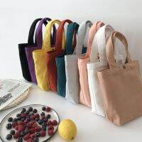 【STOCK】 Candy color small fresh canvas bag literary student handbag handbag bag lunch box bag