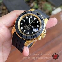 Seiko Mod Gold Black Yacht Master Rubber Strap