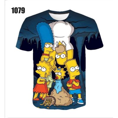 3D printed cartoon character Simpson pattern, summer men and womens style short sleeves, 3D T-shirt comfortable and breathable 3