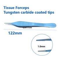 Titanium Tissue Forceps Serrated Tips Tungsten Carbide Coated Ophthalmic  Instrument 122Mm