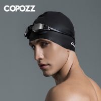 Copozz Men women elastic large size candy color swimming wear hat Adults Waterproof swimming hat silicone swimming caps badmuts Swim Caps