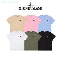 Stone Island 23 New Stone Embroidery Small Standard Solid Color Short-Sleeved Mens And Womens Trendy Brand Loose And Versatile Round Neck Couple T-Shirts