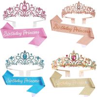 Birthday Girl Crown Princess Crown with Birthday Sash for Women Party Supplies