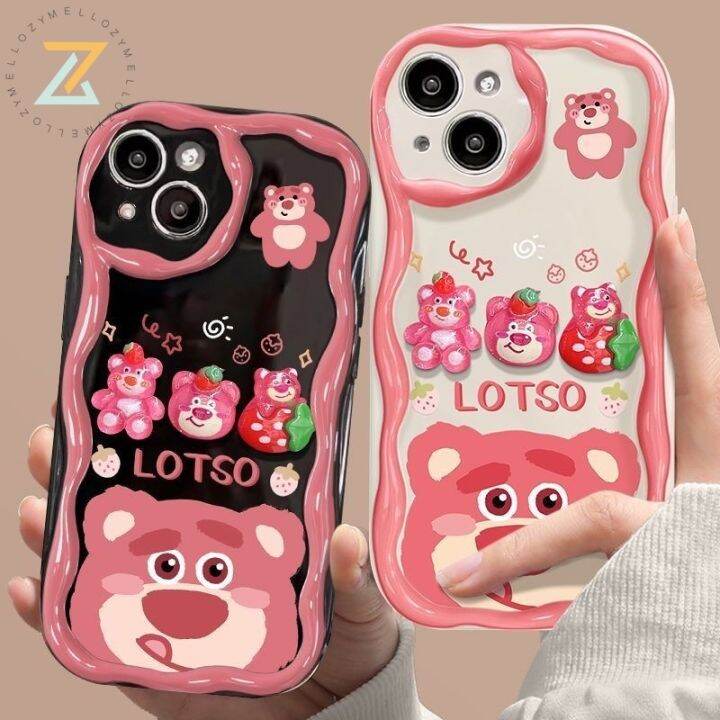 เคส-oppo-a57-a78-a77-a76-a96-a54-a77s-a17-a17k-a16-a16s-a54s-3d-a15-a15s-a9-a35-a7-a5s-a12-a3s-หมีสตรอเบอร์รี่ซิลิโคนที่เคสโทรศัพท์