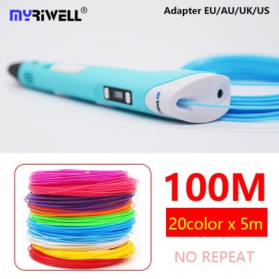 ✥ myriwell 3d pen RP-100B LED display 1.75mm ABS100m filament 3d handle 3 d pen 3d Printing pen Child birthday gift Christmas gift