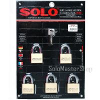 SOLO กุญแจคล้อง ทองเหลือง ระบบคีย์อะไลค์ รุ่น 4507KA SQ 40mm. 5 อัน/ชุด (รุ่นทนทานพิเศษ,สีทอง) - แท้ 100%