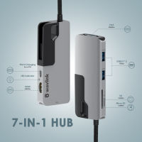 Wavlink อลูมิเนียม USB C Hub PD 7-In-1 USB C Adapter,87W Power Delivery, 4K 30Hz พอร์ต HDMI,2K 60Hz พอร์ตวีจีเอ,2 USB 3.0พอร์ต,microSD และ SD เครื่องอ่านการ์ดสำหรับ Windows / Mac