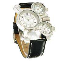 OULM นาฬิกาผู้ชาย Unique Design ไม่เหมือนใคร 3 MovementAnalog สายหนัง Sport Watch รุ่น O-1167 - Silver / White