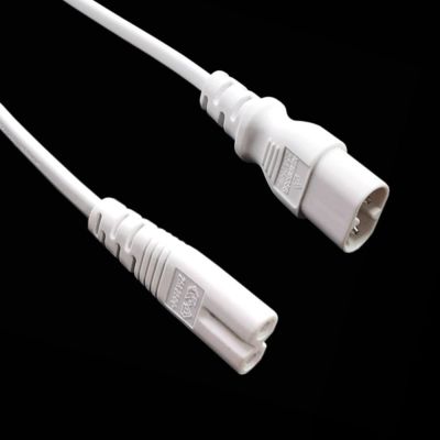 【YF】 IEC 60320 C8 Plug to C7 Receptacle Male Female Extension Power Supply Main Adapter Cable 0.3m/1.5m White Color