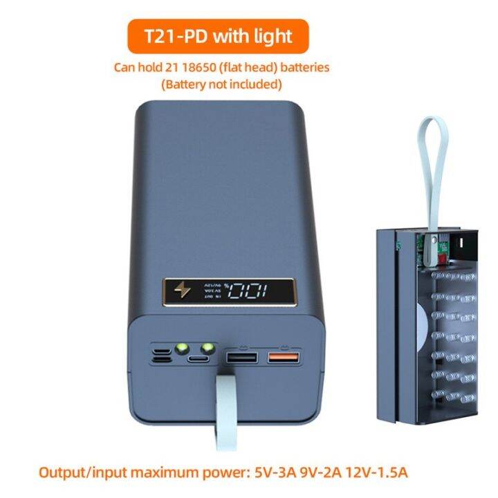 21X18650 Battery Charger Box DIY Power Bank Holder Detachable Battery