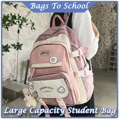 กระเป๋านักเรียน Ransel Anak SMA สำหรับ3 4 5 6 7 8 9นักเรียนของเด็กผู้หญิงกระเป๋าแฟชั่นสไตล์เกาหลี2023เรียบง่ายน่ารัก K-Style Preepy กระเป๋าง่ายไปโรงเรียน