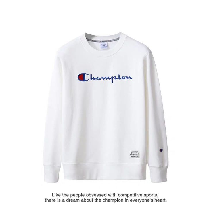 นำเข้าจากเกาหลี-เสื้อกันหนาว-champion-ฤดูใบไม้ร่วงใหม่เย็บปักถักร้อยแบรนด์แฟชั่นคู่รักเสื้อสวมหัวหลวมรอบคอมีฮู้ดแขนยาวด้านบน