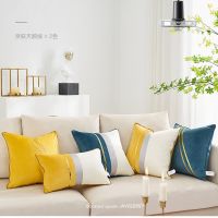 Modern Ho Bed Sofa Cushion Cover Sample Room Decoration Velvet Jointed Color Cushion Case Silky Soft Pillow Cover