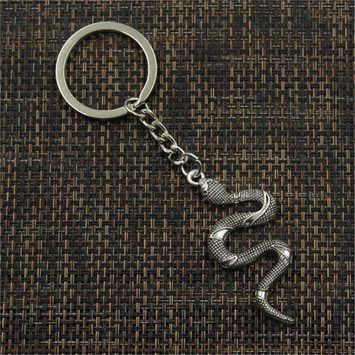 new-fashion-men-30mm-keychain-diy-metal-holder-chain-vintage-snake-cobra-53x23mm-bronze-silver-color-pendant-gift-key-chains