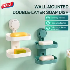 Soap Dish Suction Soap Holder No Drill Removable Wall Mounted Soap