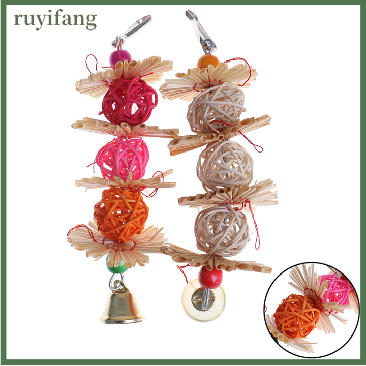 ruyifang-นกแก้วที่มีสีสันเคี้ยวเส้นกัดฟันลูกระฆังที่น่าสนใจนก-parakeet-ของเล่น