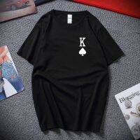 Simple Atmosphere Men 100 Cotton O Neck Tshirt Playing Cards K Loose Breathable Retro Short Sleeve Personality Neutral