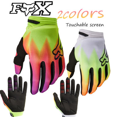 ฟ็อกซ์ถุงมือถุงมือขี่รถจักรยานยนต์ออฟโรดแบบเต็มนิ้ว2สี,ถุงมือขี่มอเตอร์ไซค์ป้องกันการตกสำหรับฤดูร้อนระบายอากาศได้ถุงมืออัศวินพร้อมเทคโนโลยีสัมผัส