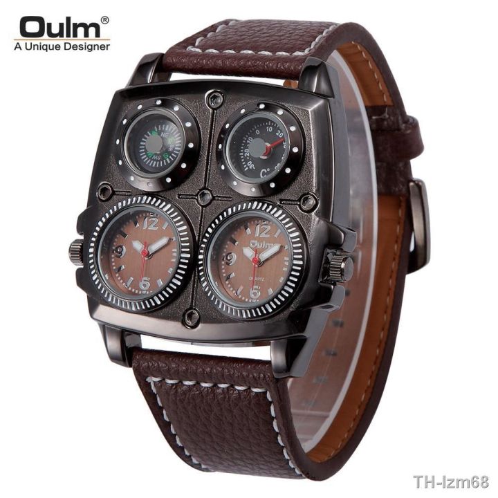 นาฬิกา-oulm-big-dial-fashion-leisure-mens-watch-dial-double-time-zone-compass-thermometer-men-quartz-watch