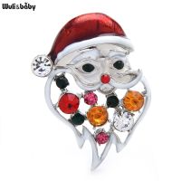 【CW】 Wuli amp;baby Rhinestone Lovely Santa Clause Brooches For Women Unisex Enamel Christmas New Year Figure Brooch Pin Gifts