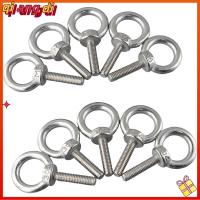 QIANGDI 10pcs 304สแตนเลสสตีล สลักเกลียวตา 1/4 "-20X1" ทนทานสำหรับงานหนัก สลักเกลียวสำหรับยกตา ทนทานต่อการใช้งาน M6 สลักเกลียวไหล่ เกรดทางทะเล