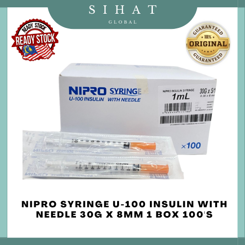 Nipro Syringe U 100 Insulin With Needle 30g X 8mm 1 Box 100s Lazada 