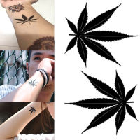 【cw】1pcs Waterproof Temporary Tattoo Sticker Black Maple Leaf Fake Tattoo for Women Men Body Art Shoulders Neck Arms Tatoo ！