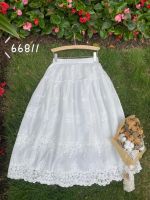 Spring Summer Sweet Hollow Embroidery Skirt Women Elastic Waist Casual Skirt HT66811