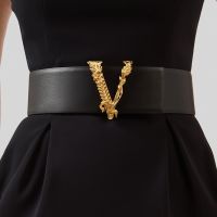 【YF】 Fashion V letter wide Waist seal decorative coat split leather Womens belt
