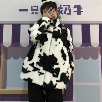 New winter plush cow pattern warm jacket casual loose all-match winter women jacket thickened soft fleece blouse jacket