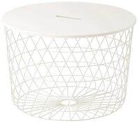 KVISTBRO Storage table, white 61 cm (ควิสท์บรู โต๊ะกลมมีที่เก็บของ, ขาว 61 ซม.)