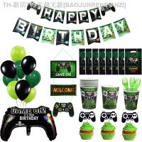 【CW】♧∈  Video party decoration boy paper plate cup napkin straw balloon happy birthday banner player