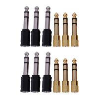 12 Pieces Headphone Adapter 6.35 mm Male to 3.5 mm Female Stereo Audio Earphone Jack Adapter, Black/Gold Plated