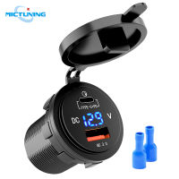 MICTUNING 36W Fast PD USB-C Car Charger USB Quick Charge PD QC3.0 Type C Socket W LED Digital Voltmeter Universal Power Outlet