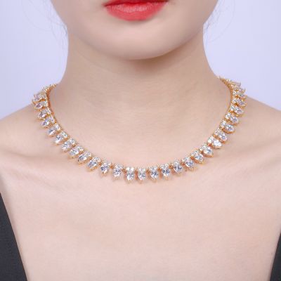 WEIMANJINGDIAN Sparkling Pear Cut Cubic Zirconia CZ Crystal Tennis Collar Necklaces for Women Banquet Part Jewelry
