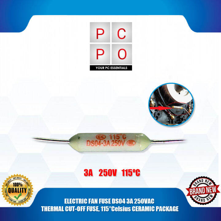 ELECTRIC FAN FUSE DS04 3A 250VAC, THERMAL CUTOFF FUSE, 115°Celsius