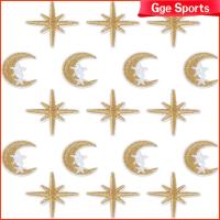 GGE SPORTS แผ่นปักรูปดาวพระจันทร์เงางามสำหรับผู้หญิง40ชิ้นแผ่นปักลาย/รีดบนผ้าโพลีเอสเตอร์3.72.5ซม. แผ่นปักลาย2สไตล์ลายท้องฟ้าสำหรับผู้หญิง