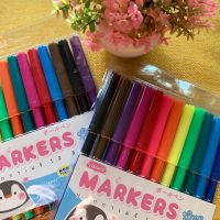 สีเมจิก12สีปากกาสีเมจิกมาร์กเกอร์12สีสีสดเขียนลื่นไม่สะดุดคมชัดสีสวยคละสี