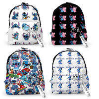 Lilo &amp; Stitch อะนิเมะกระเป๋าเป้สะพายหลังการ์ตูนเด็กโรงเรียนกระเป๋า Galaxy Space สำหรับ Casual Schoolbags Starry Night แล็ปท็อปกระเป๋าเดินทาง