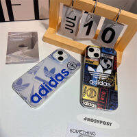 แฟชั่นแบรนด์ใหญ่ฝาหลัง Adidas ภาษาอังกฤษสีฟ้าสำหรับ IPhone 14 11 12 13 14 Pro Max เคสการชุบคุณภาพสูงเคสโทรศัพท์เงิน