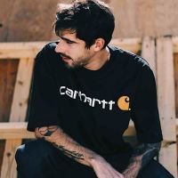 Carhartt เสื้อยืดผู้ชาย,ผ้าฝ้ายบริสุทธิ์ยุโรปและอเมริกาเสื้อเสื้อยืดพิมพ์ลายจดหมาย100ต้นฉบับ